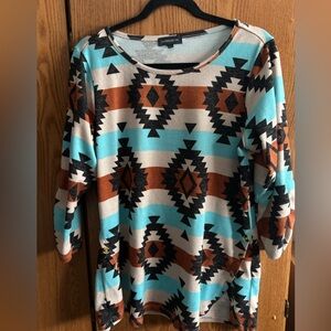 Women's Aztec Print Top - Multicolor